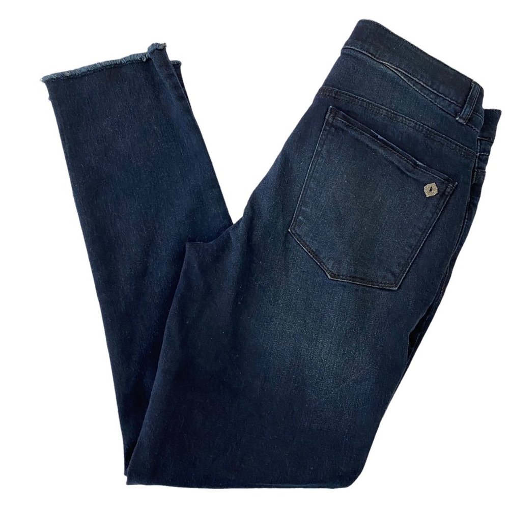 Democracy Ab-Technology High Rise Raw Hem Dark Wash Slim Straight Jeans Womens 4